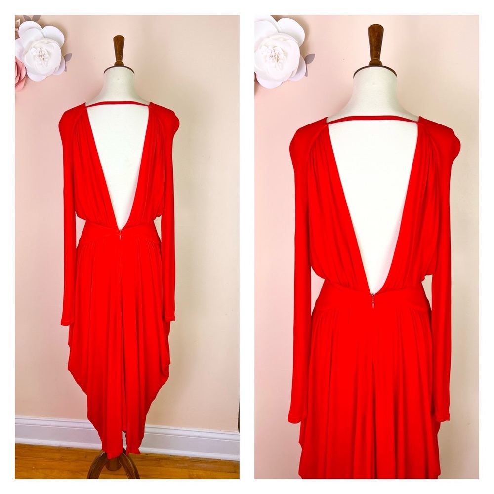 New! REISS London Savannah Jersey Open Back Drape Midi Dress - Picture 9 of 11